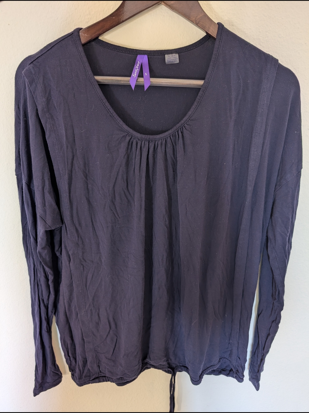 Nursing maternity Navy Long-Sleeve Scoop Neck Top